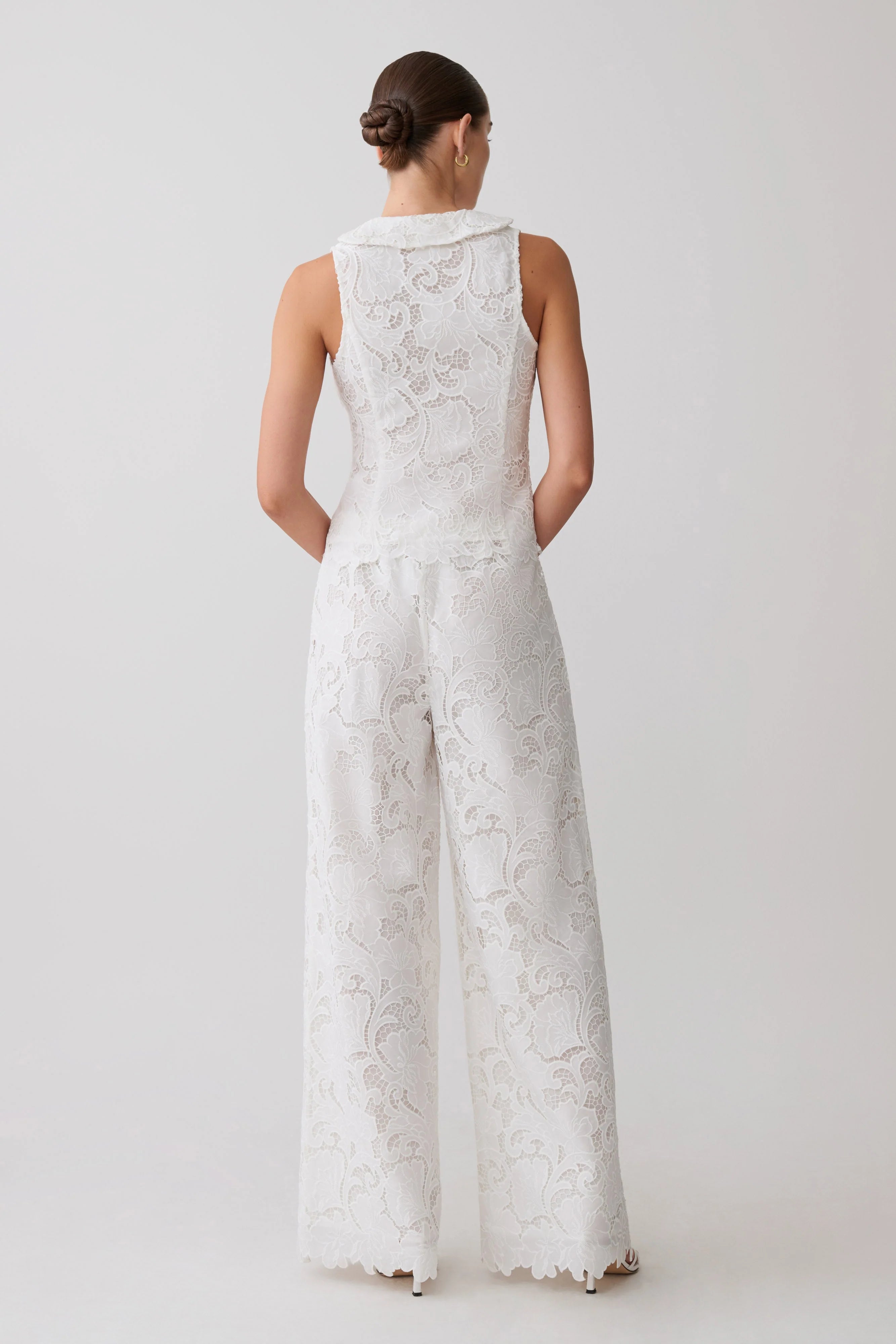 Tessa Broderie Straight Leg Pants White