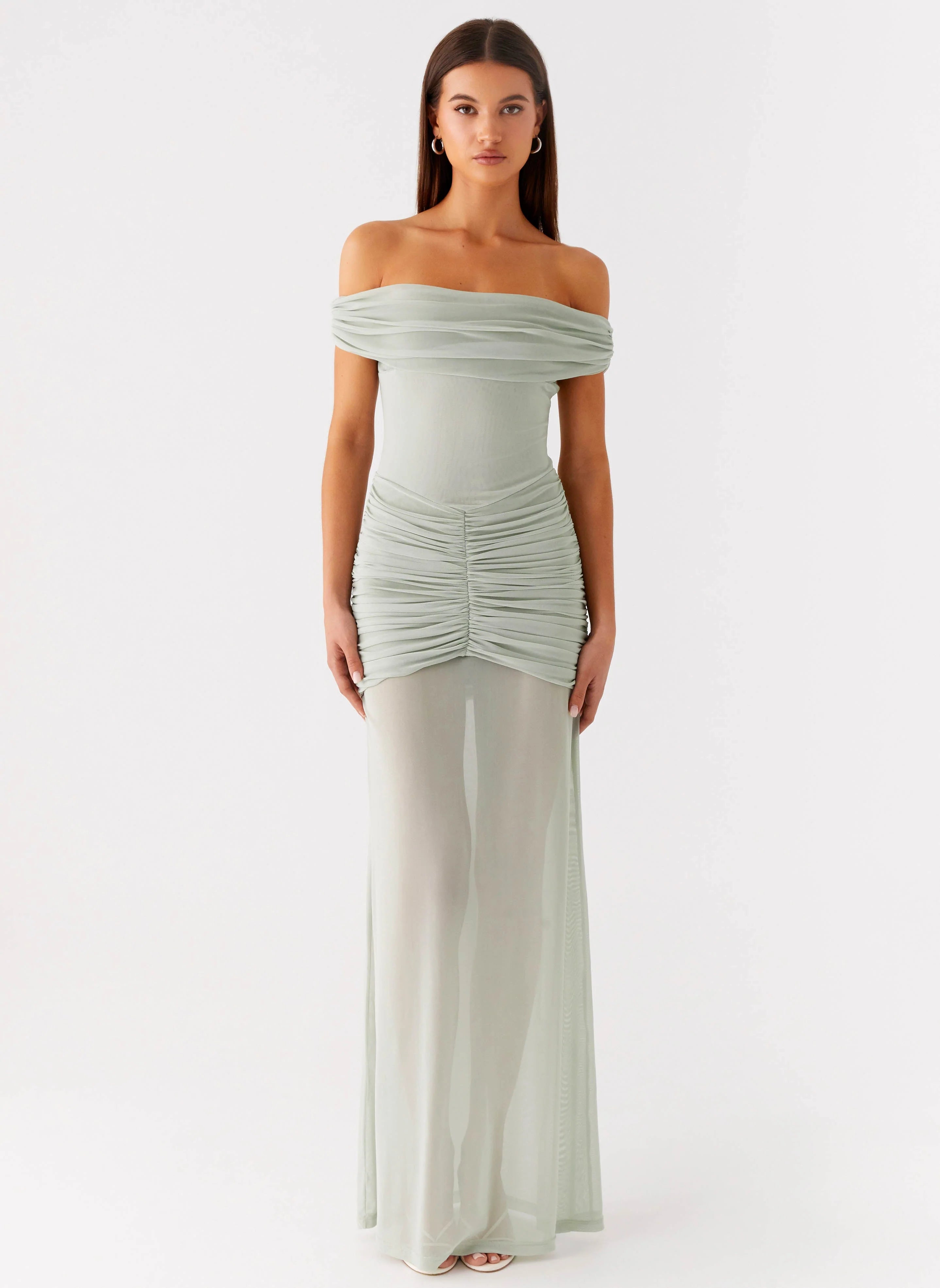 Eyllin Off Shoulder Maxi Dress Sage