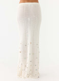 Adelaida Beaded Crochet Maxi Skirt Ivory