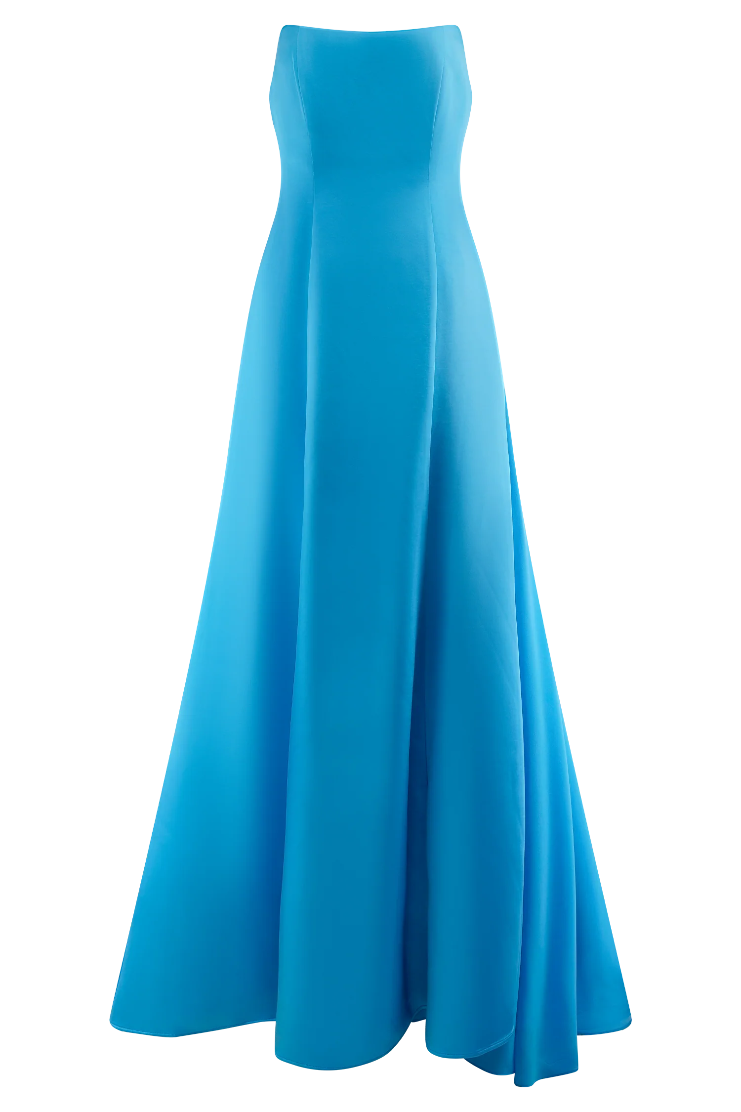 Rosella Satin Strapless Maxi Dress Cyan Blue