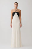 Hien Sequin Halter Maxi Dress Black Ivory