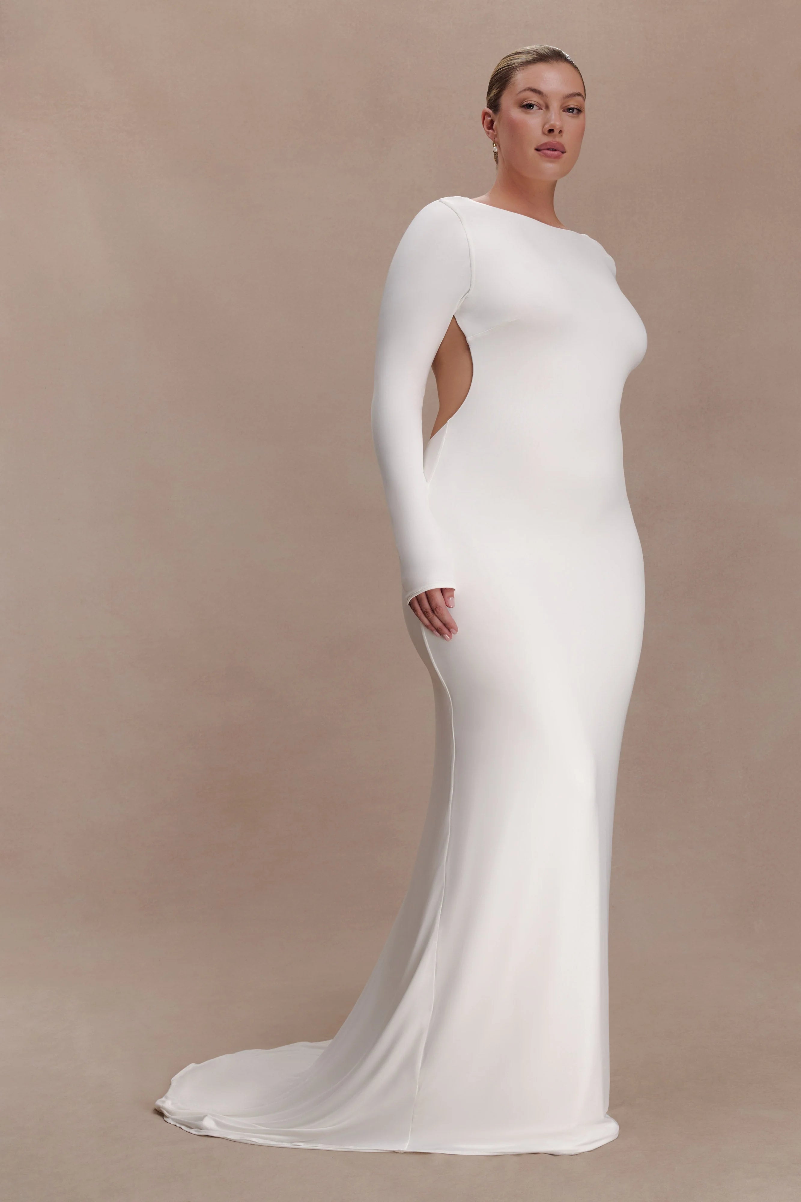 Marlene Slinky Low Back Maxi Dress White