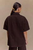 Maya Oversized Denim Shirt Chocolate