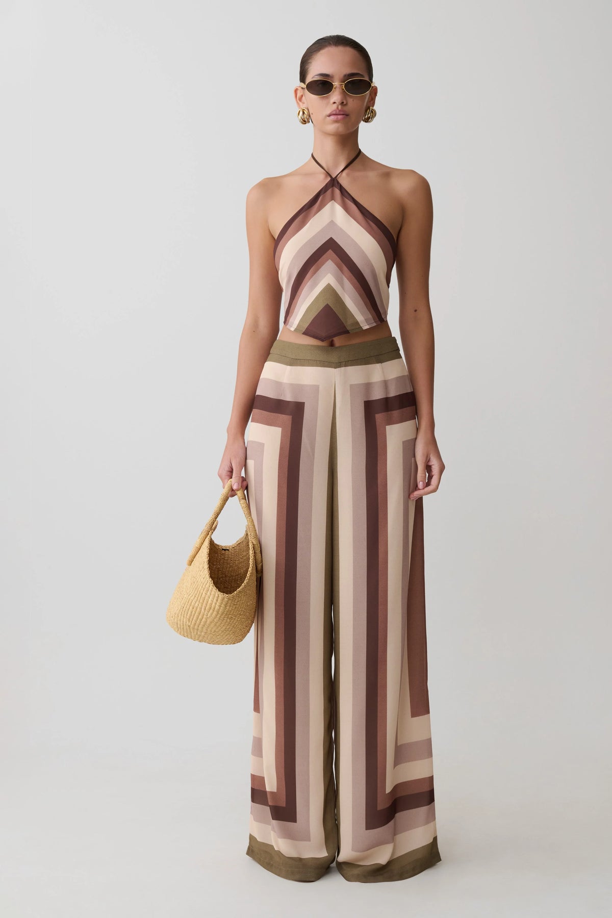 Rachel Chiffon Straight Leg Pants Multi Stripe