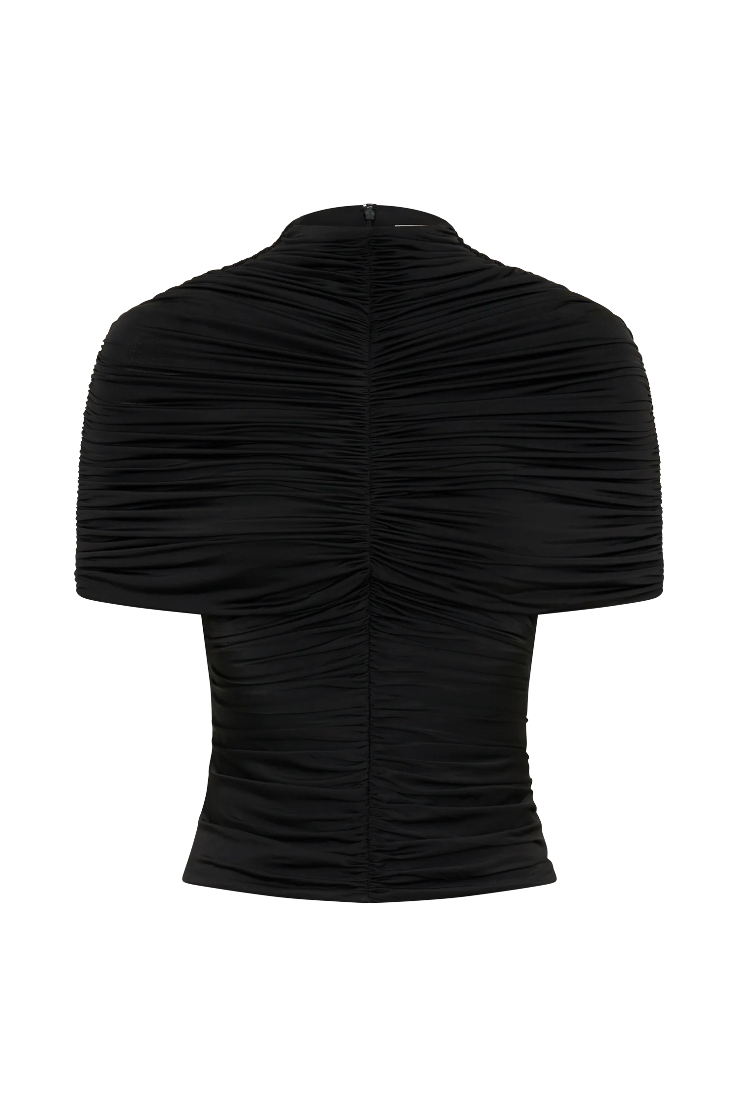 Linh Slinky High Neck Gathered Top Black