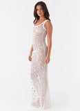 Penida Shell Knit Maxi Dress White