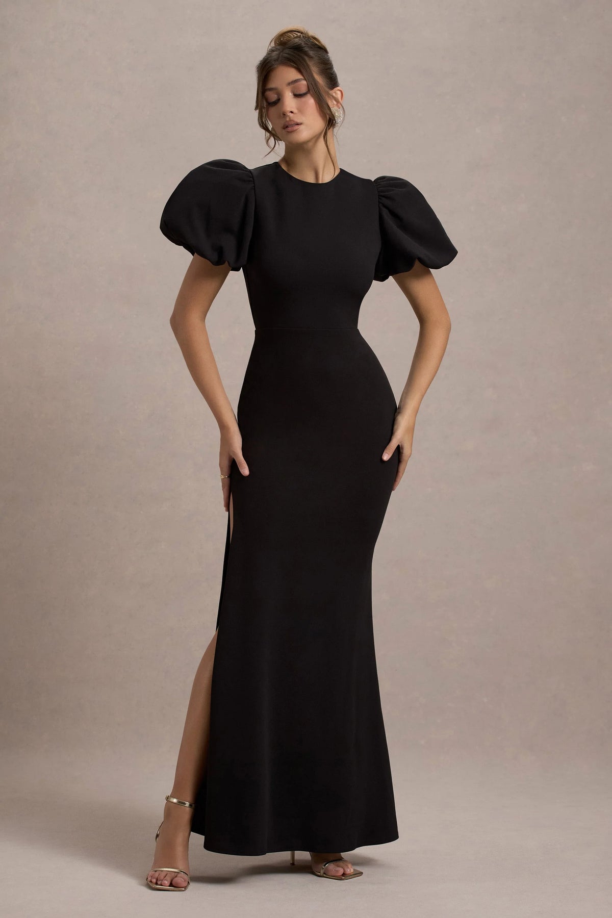 Love Letters Black Puff Sleeve Maxi Dress