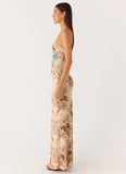React Strapless Maxi Dress Desert Blur