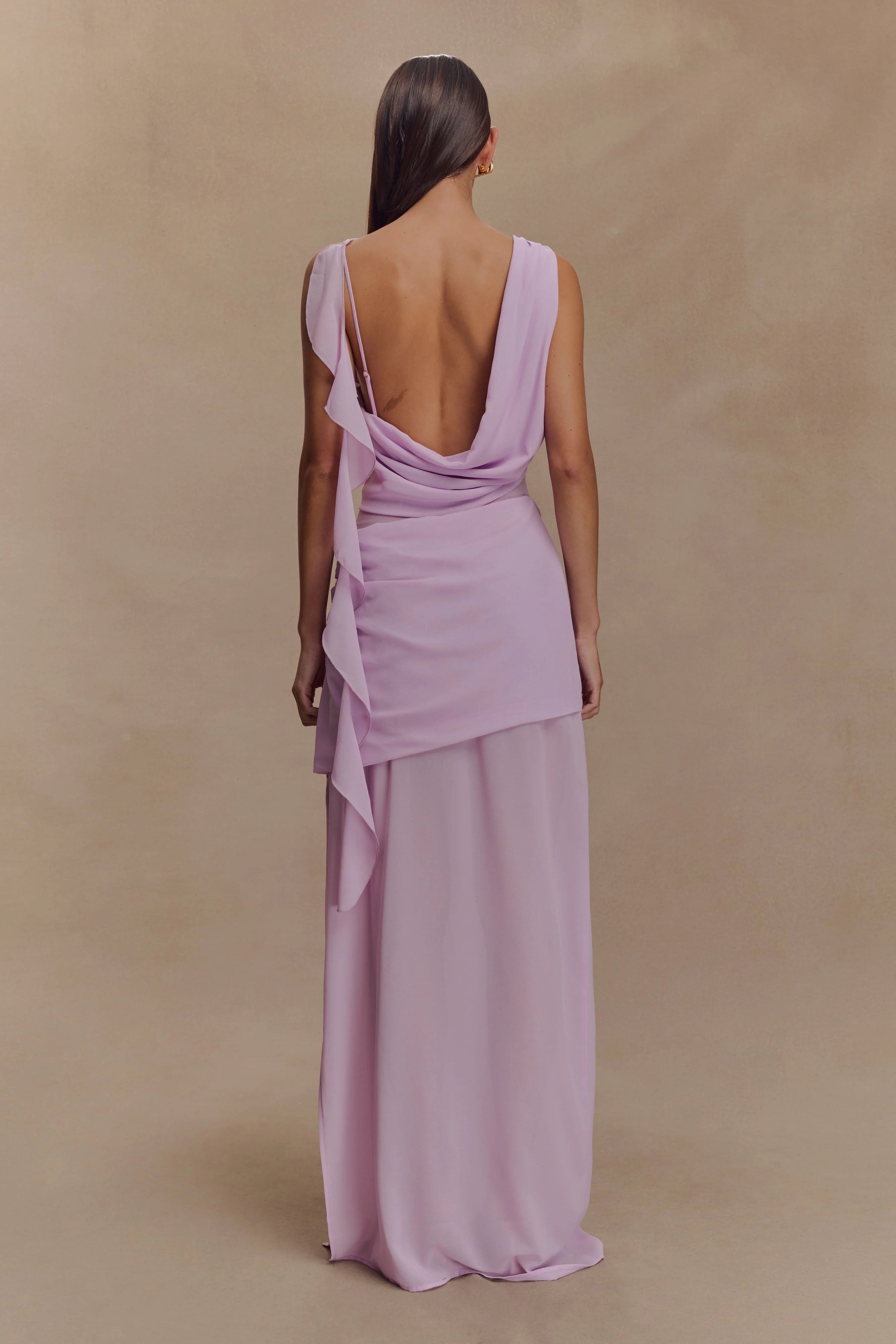 Daria Draped Chiffon Maxi Dress Light Lilac