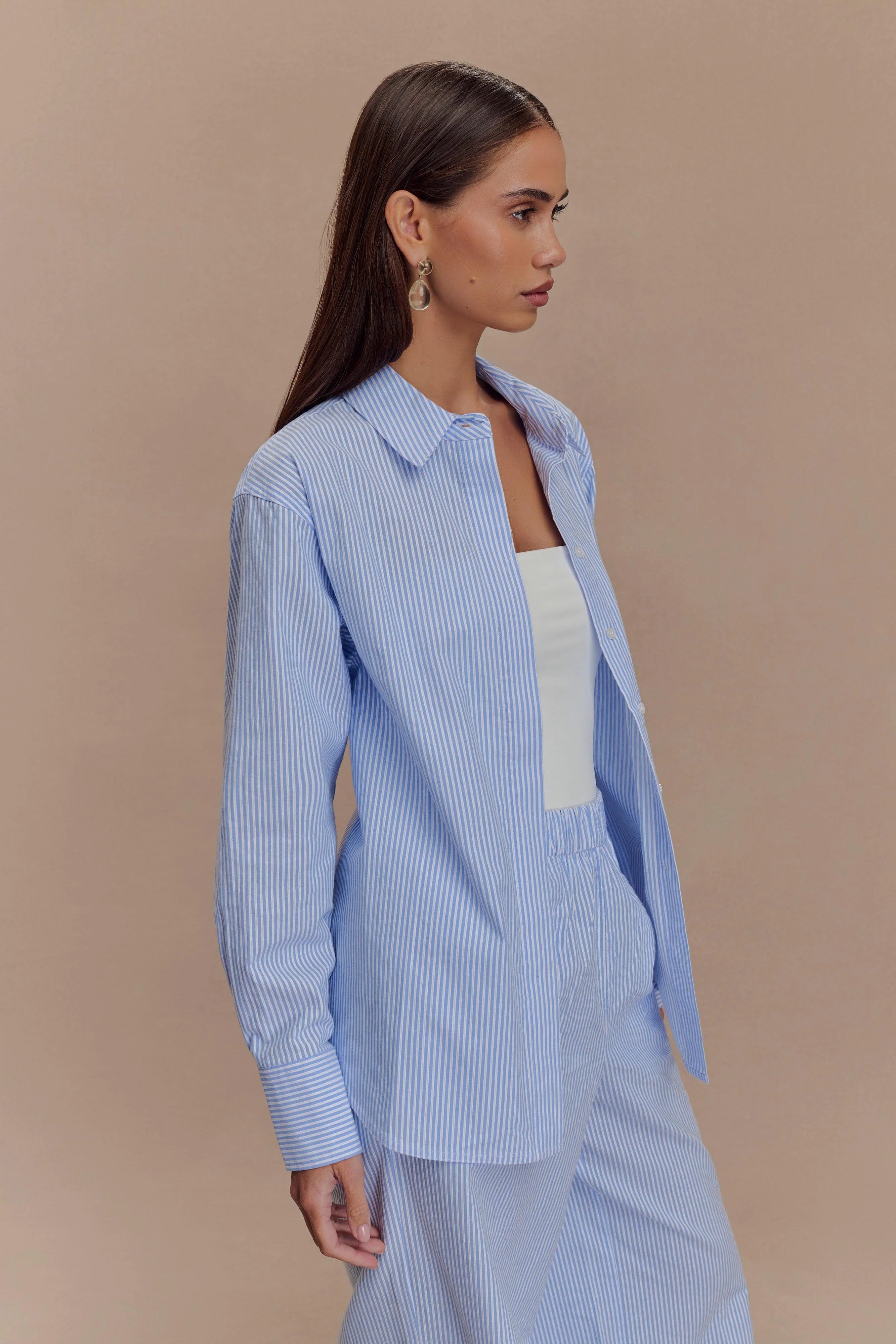 Hansen Oversized Shirt Blue Pinstripe