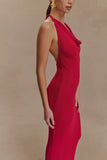 Ayella Cowl Knit Maxi Dress Raspberry