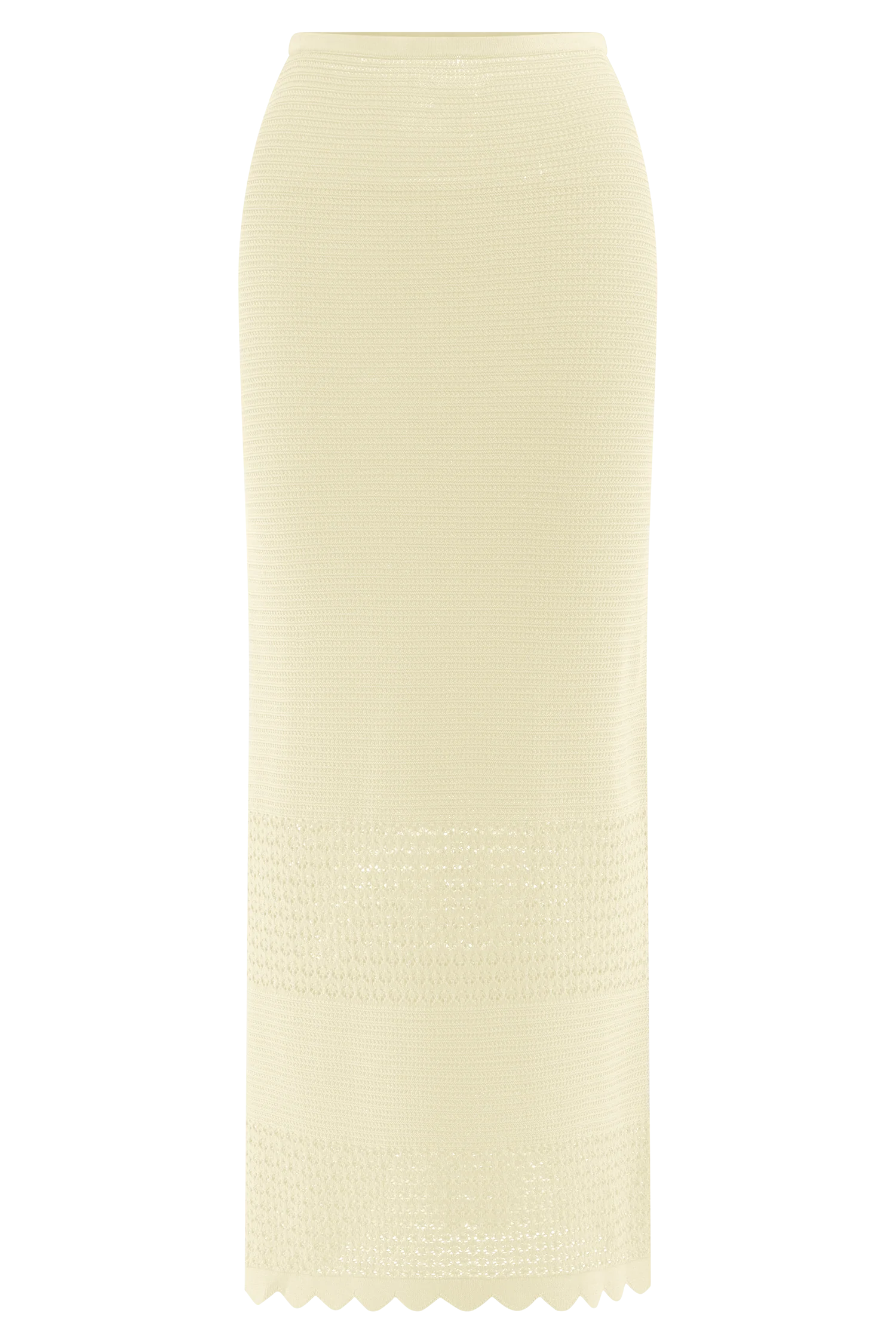 Madeline Scallop Knit Midi Skirt Ivory