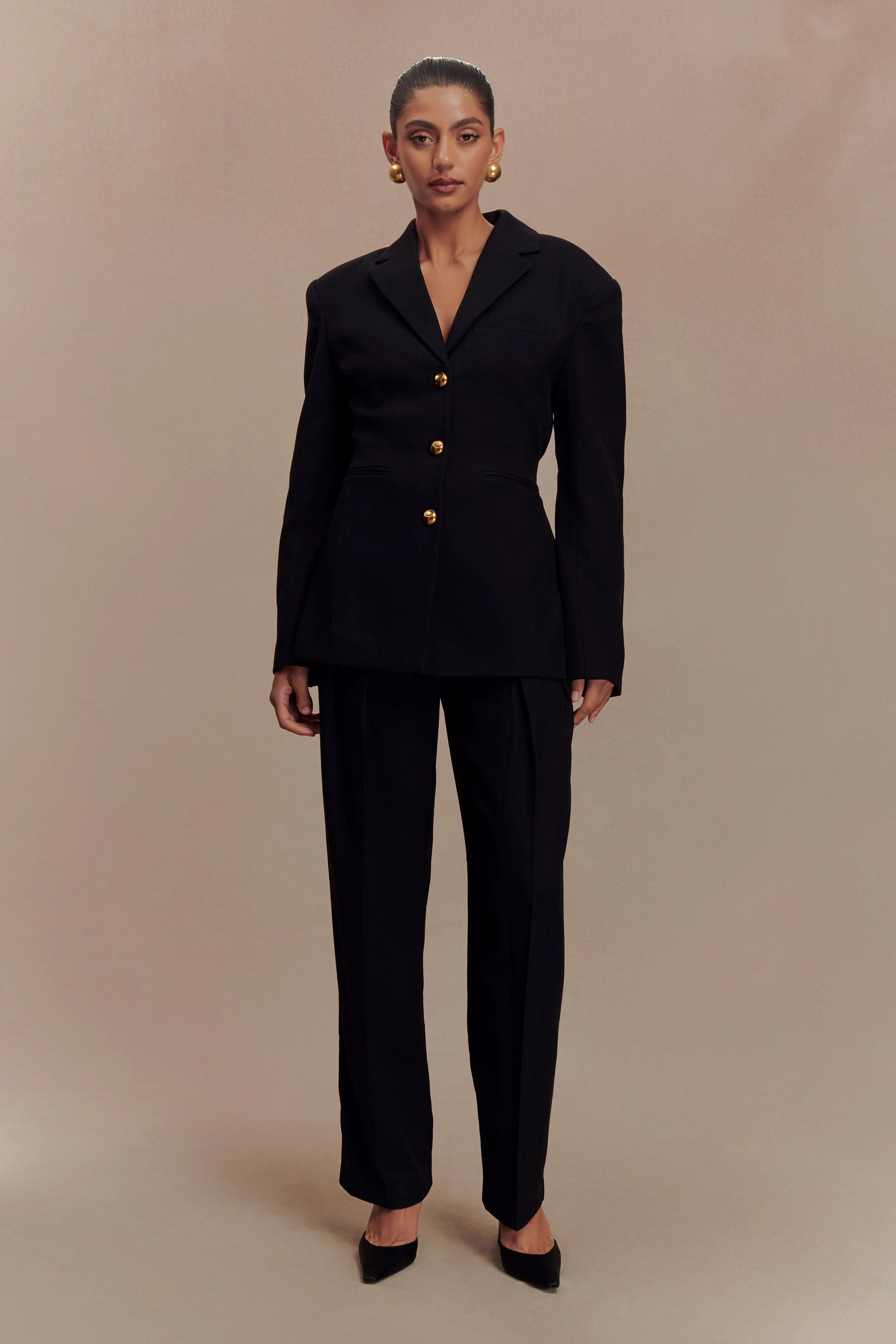 Penelope Pleated High Waisted Pants Black