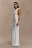 Milena One Shoulder Crepe Maxi Dress White