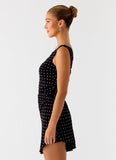 Delusional Mini Dress Black Polkadot