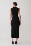 Norah Sleeveless Crepe Midi Dress Black