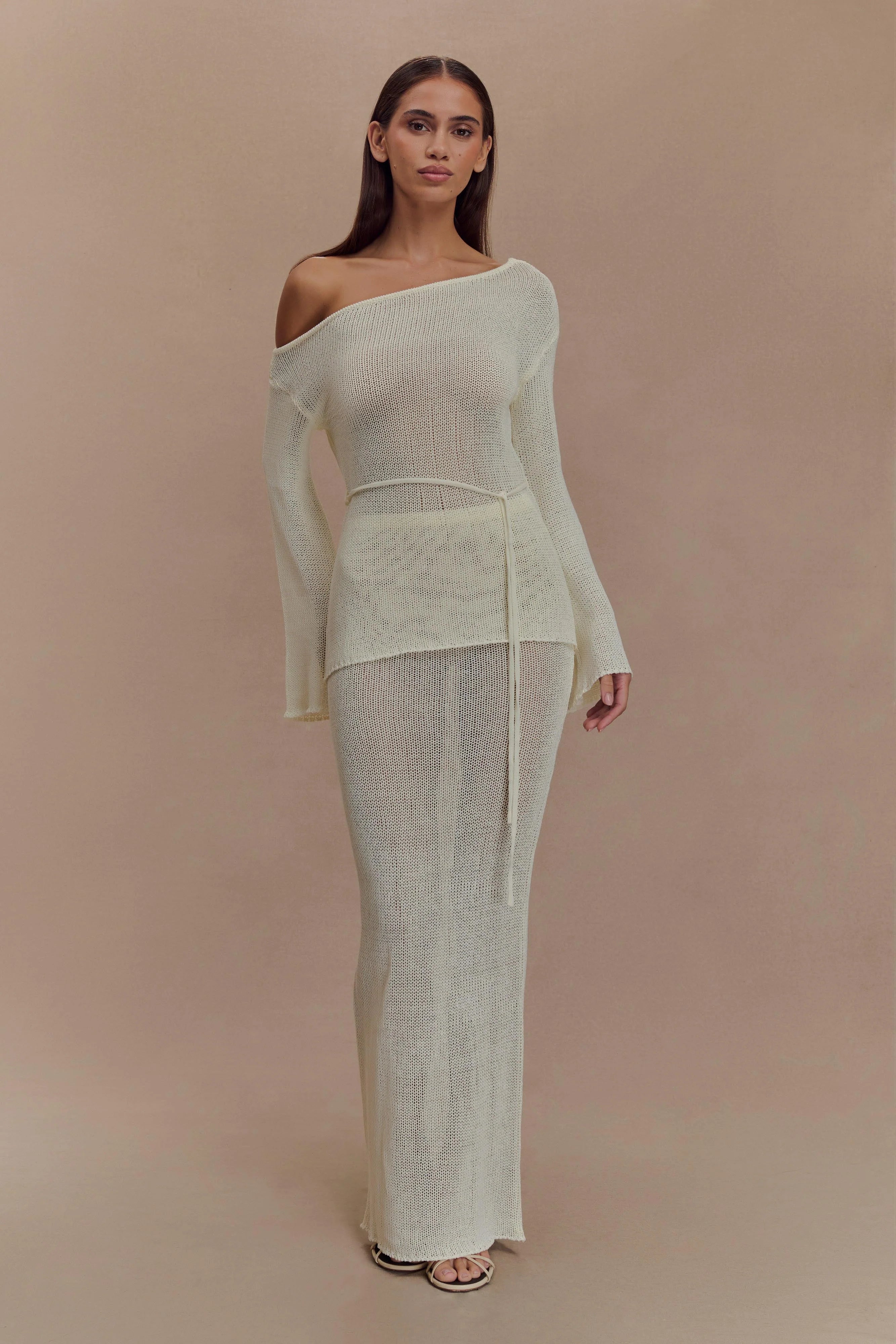 Reagan Off Shoulder Knit Top White