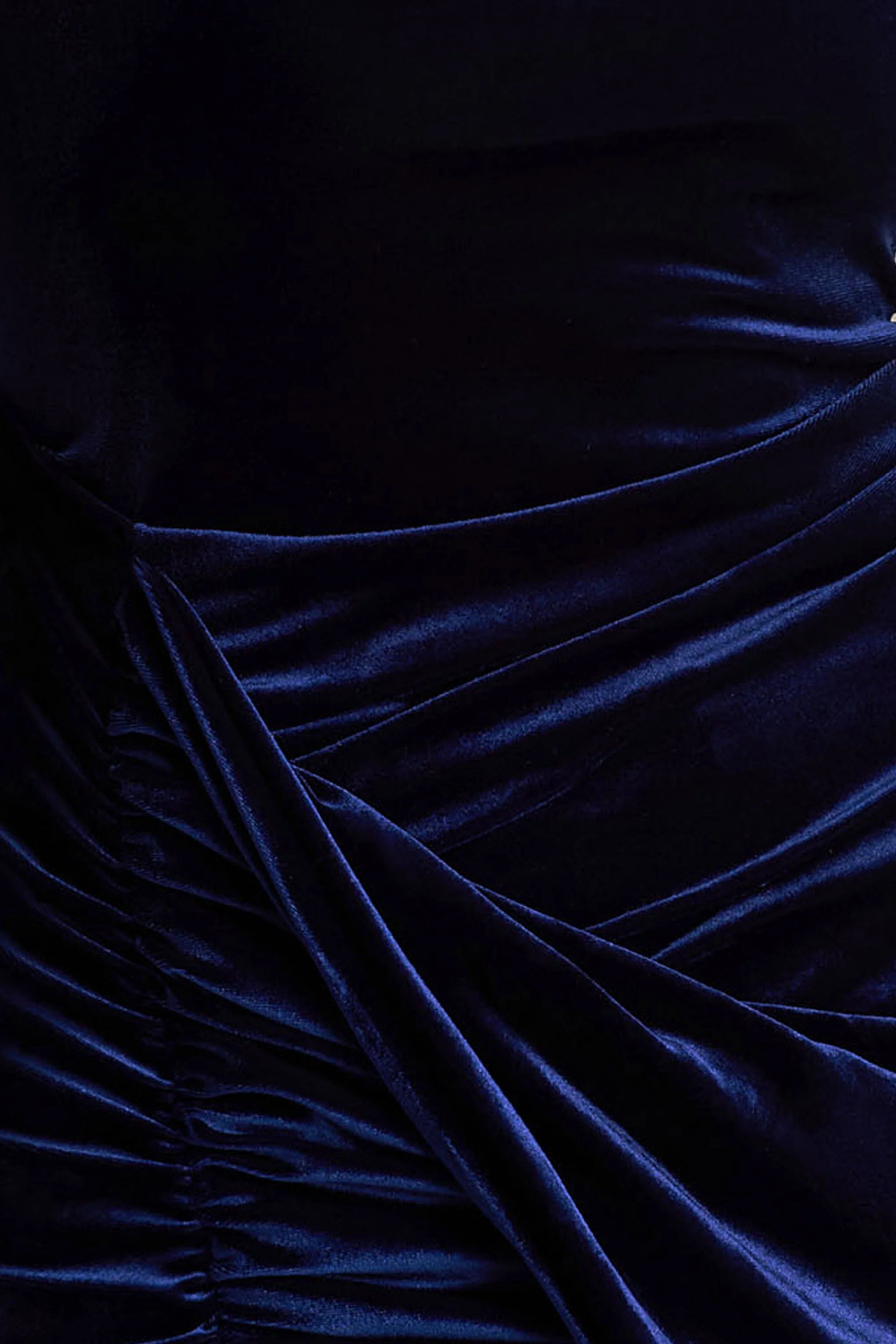 Wishes Navy Velvet High Neck Maxi Dress With Wrap Skirt