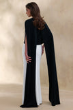 Aetheria Black Satin High Neck Top With Cape