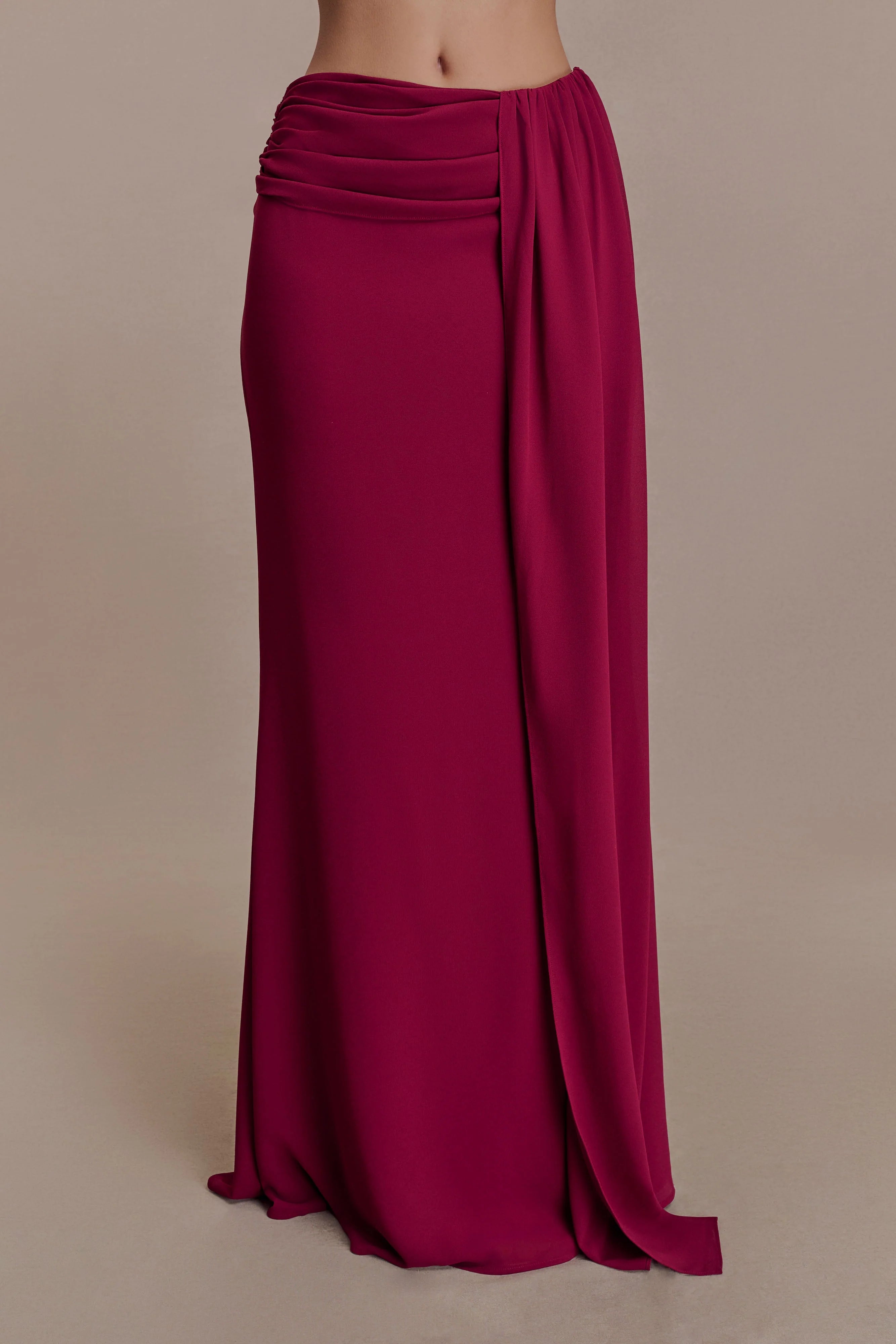 Celina Chiffon Overlay Maxi Skirt Cherry Red