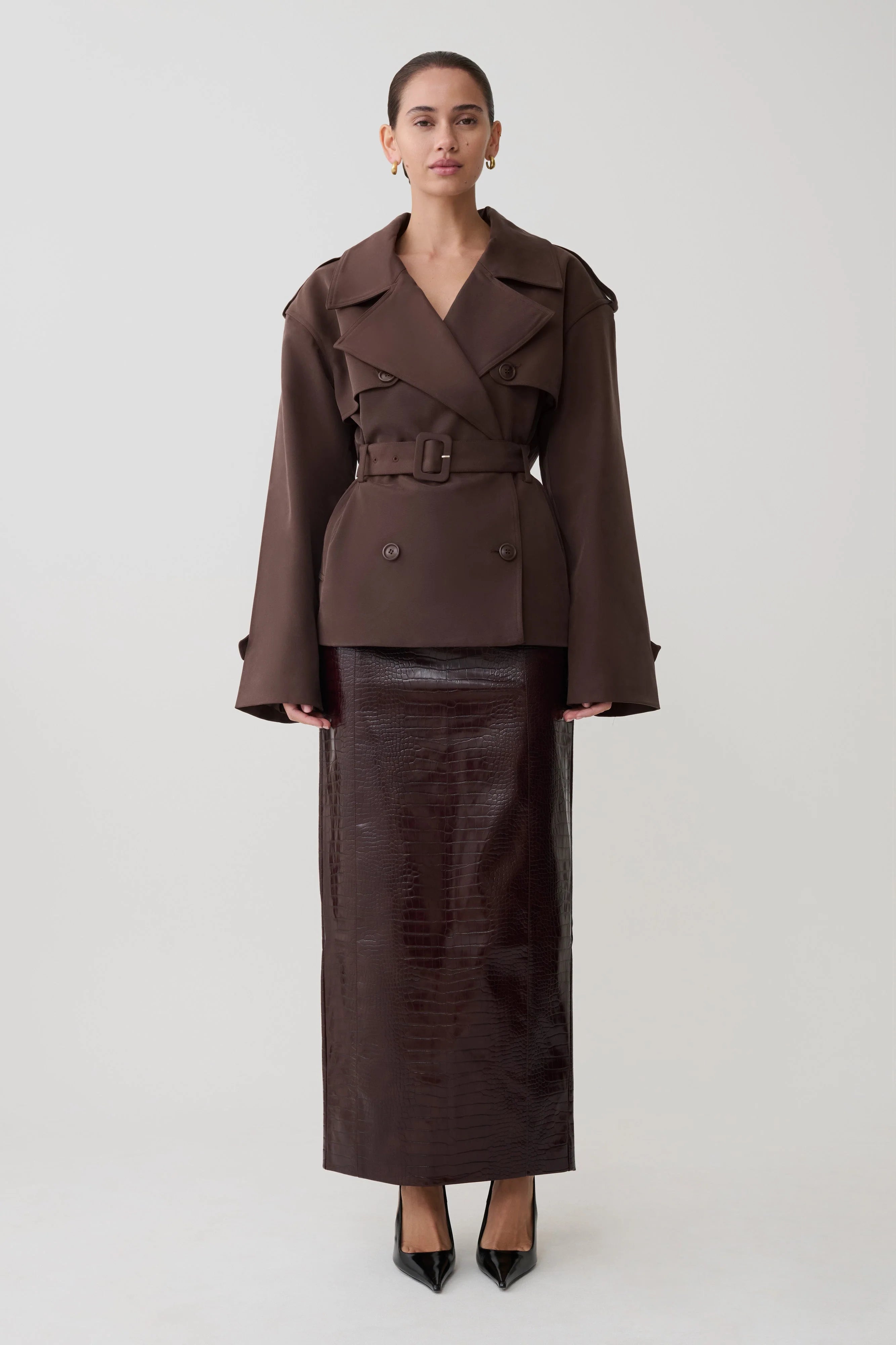 Alden Short Trench Jacket Chocolate