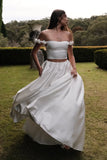 Kelsey Satin Maxi Skirt White