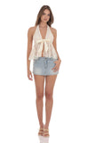 Lace Babydoll Halter Top in Ivory