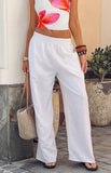 Moana White Linen Blend Pants
