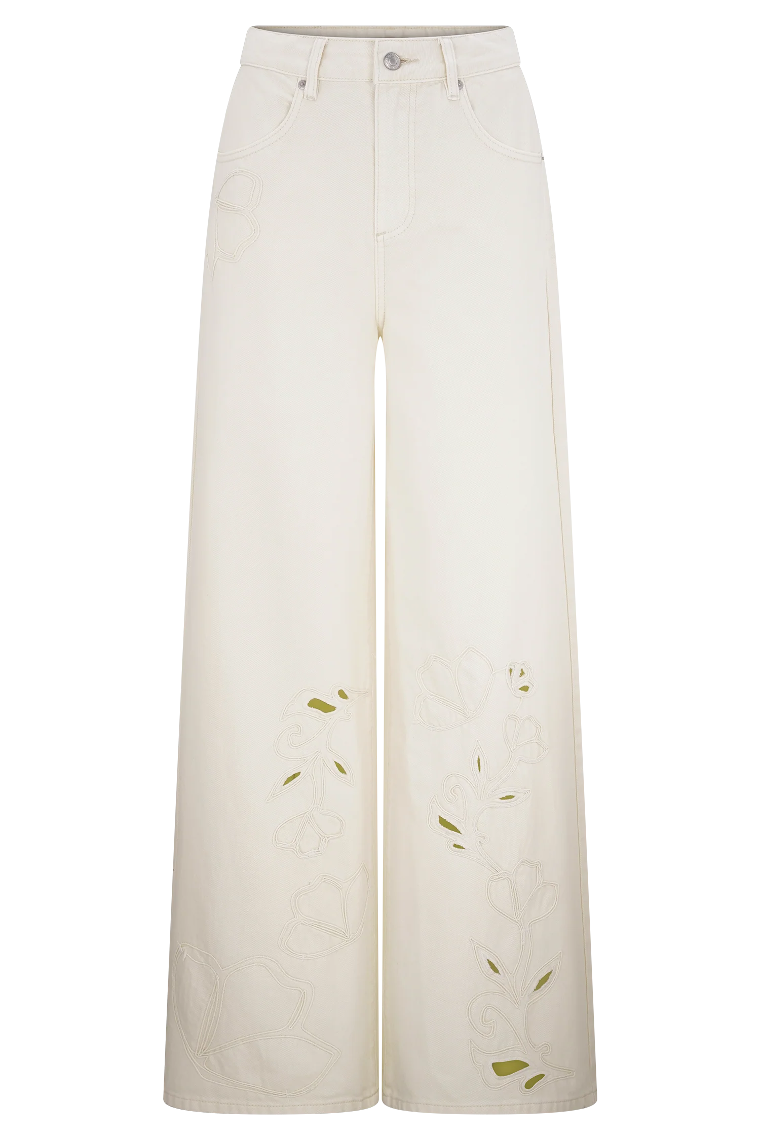 Carmella Embroided Jeans Ecru