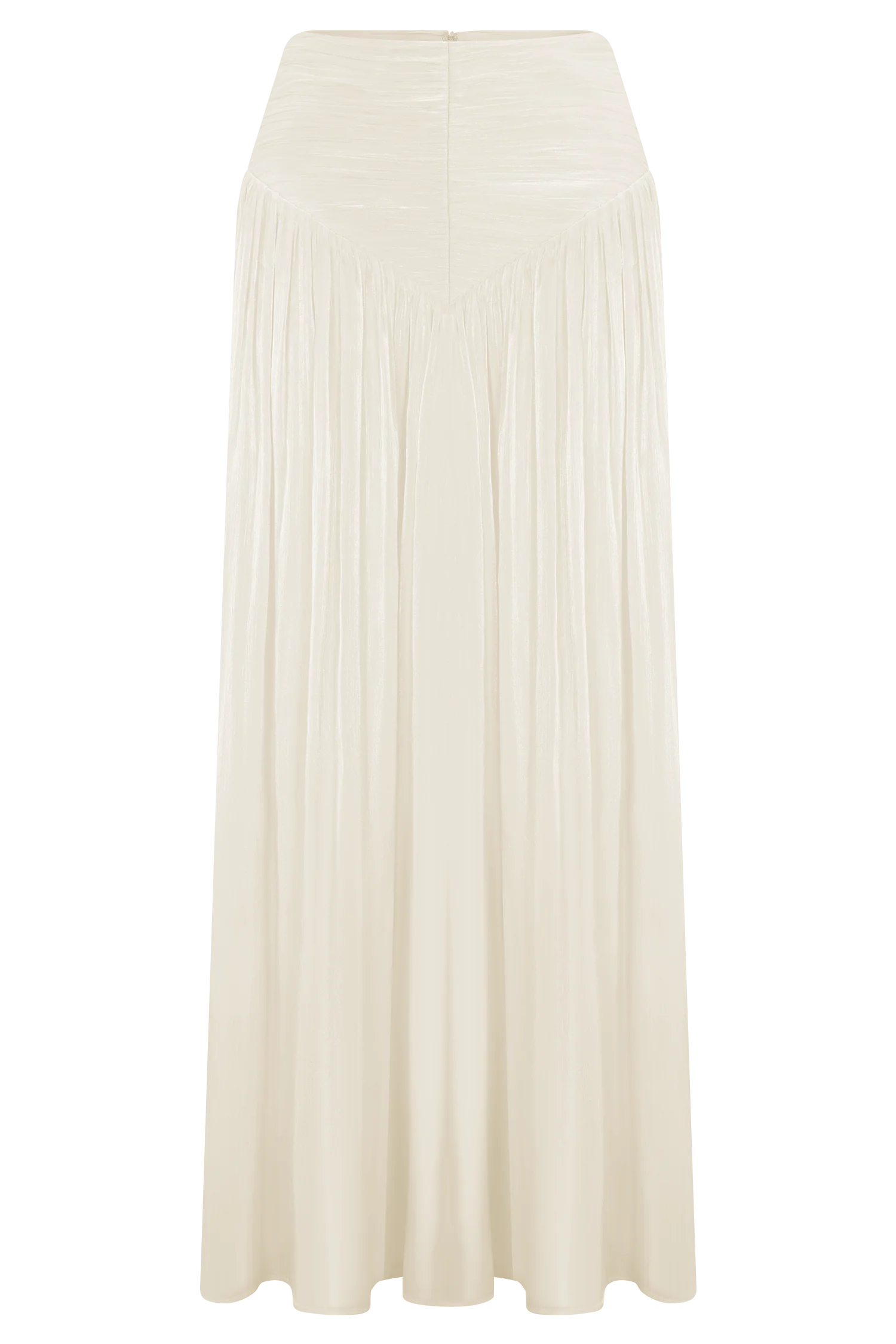 Makena Gathered Midi Skirt Opal White