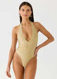 Trena Beaded One Piece Swimsuit Olive