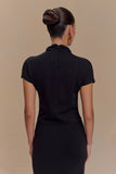 Eris High Neck Scuba Jersey Top Black