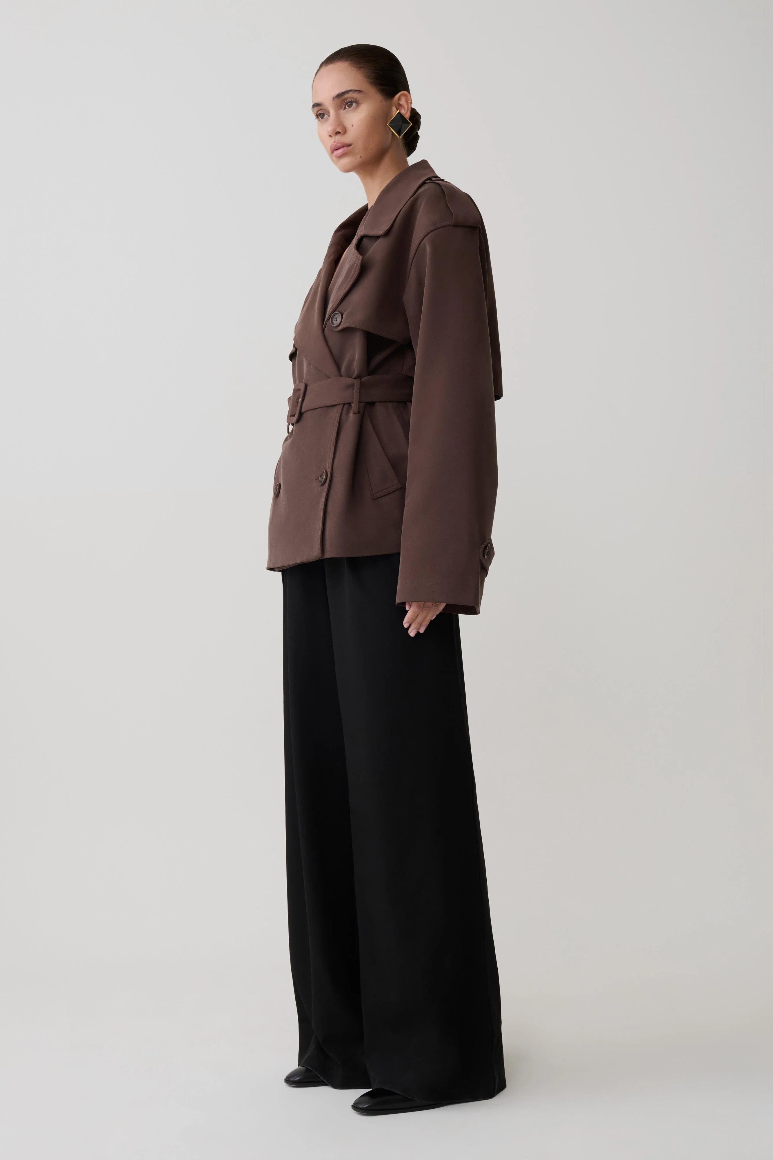 Alden Short Trench Jacket Chocolate