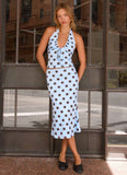Bahama Low Rise Midi Skirt - Blue Mocha Dot