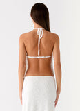Griff Backless Jacquard Top White