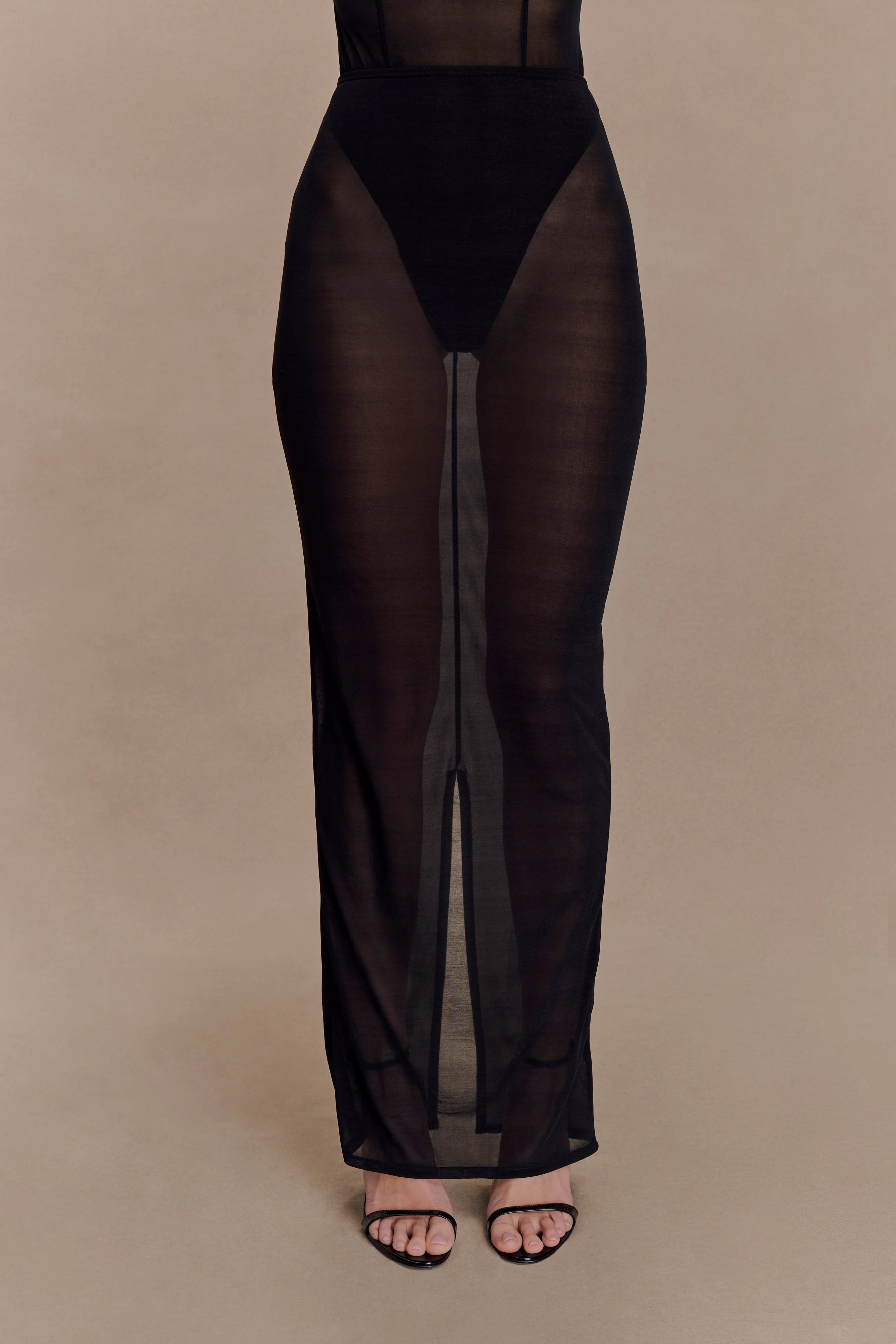 Aoife Mesh Maxi Skirt Black
