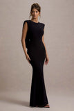 To The Moon Black Cowl Back Maxi Dress