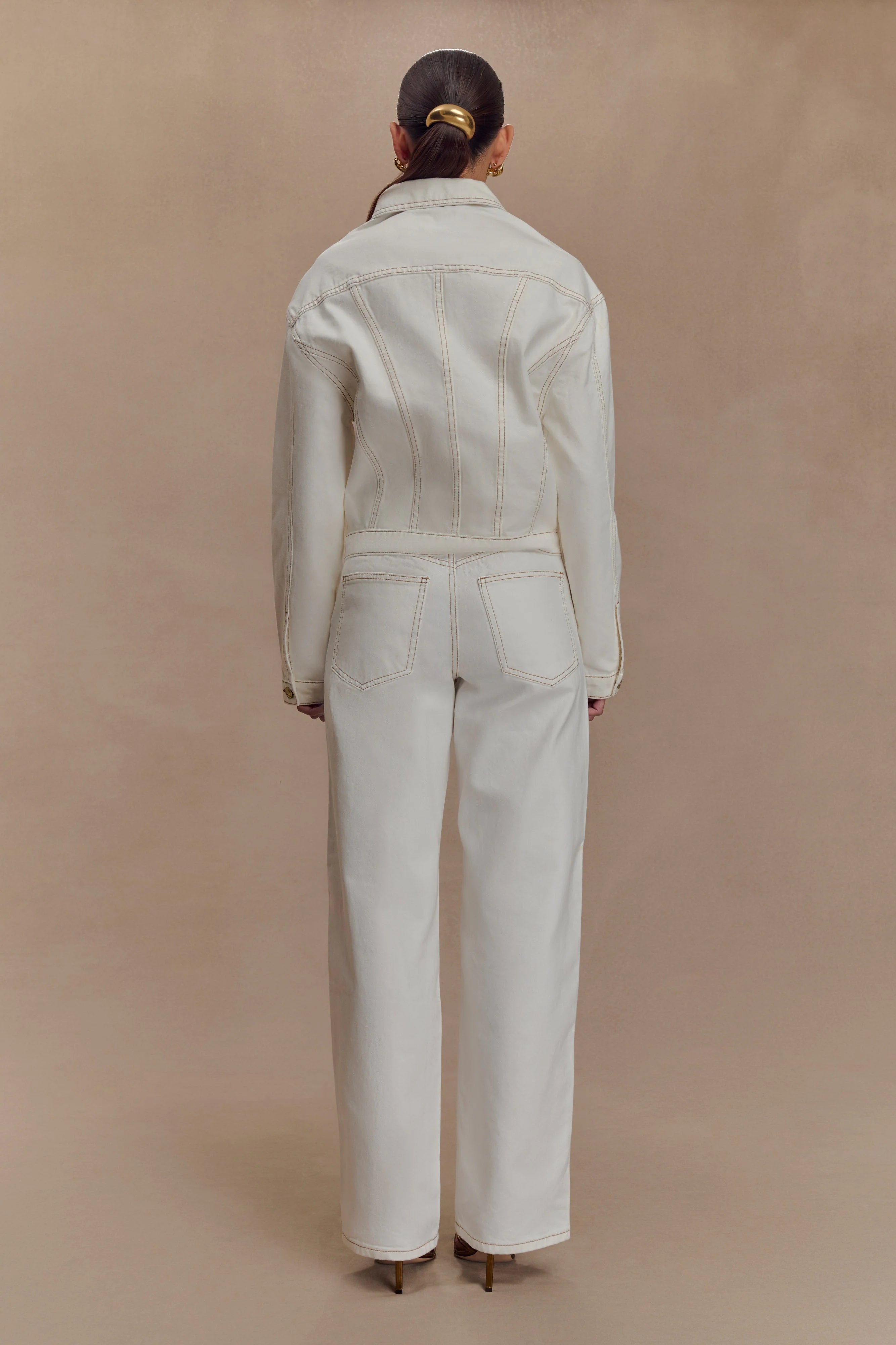 Kirra Cinched Denim Jacket White