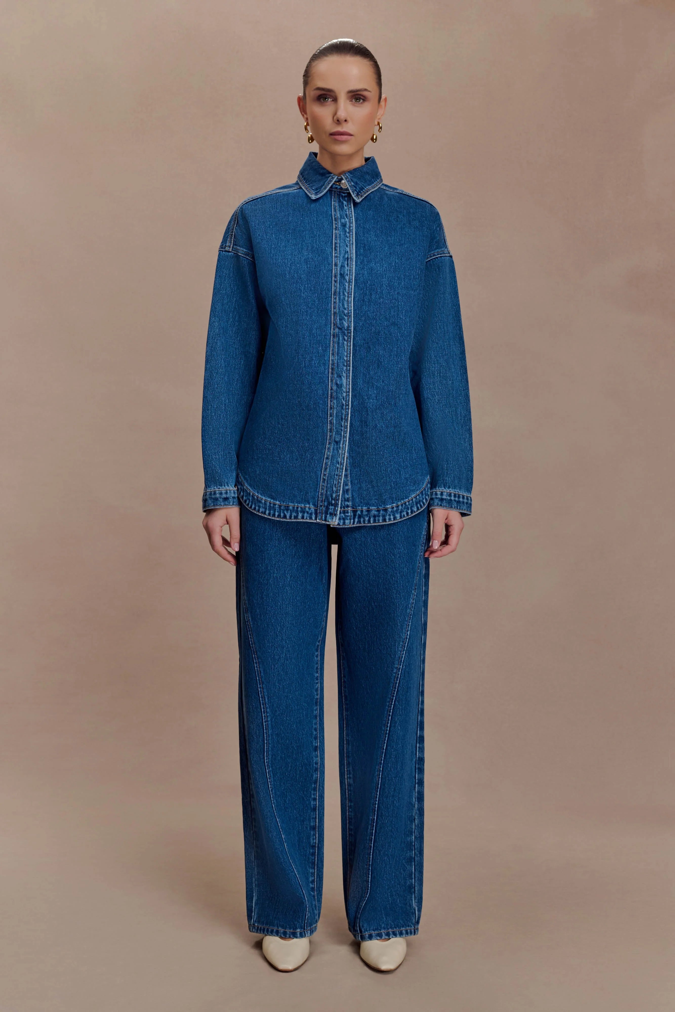 Lioda Oversized Denim Shirt Dark Blue