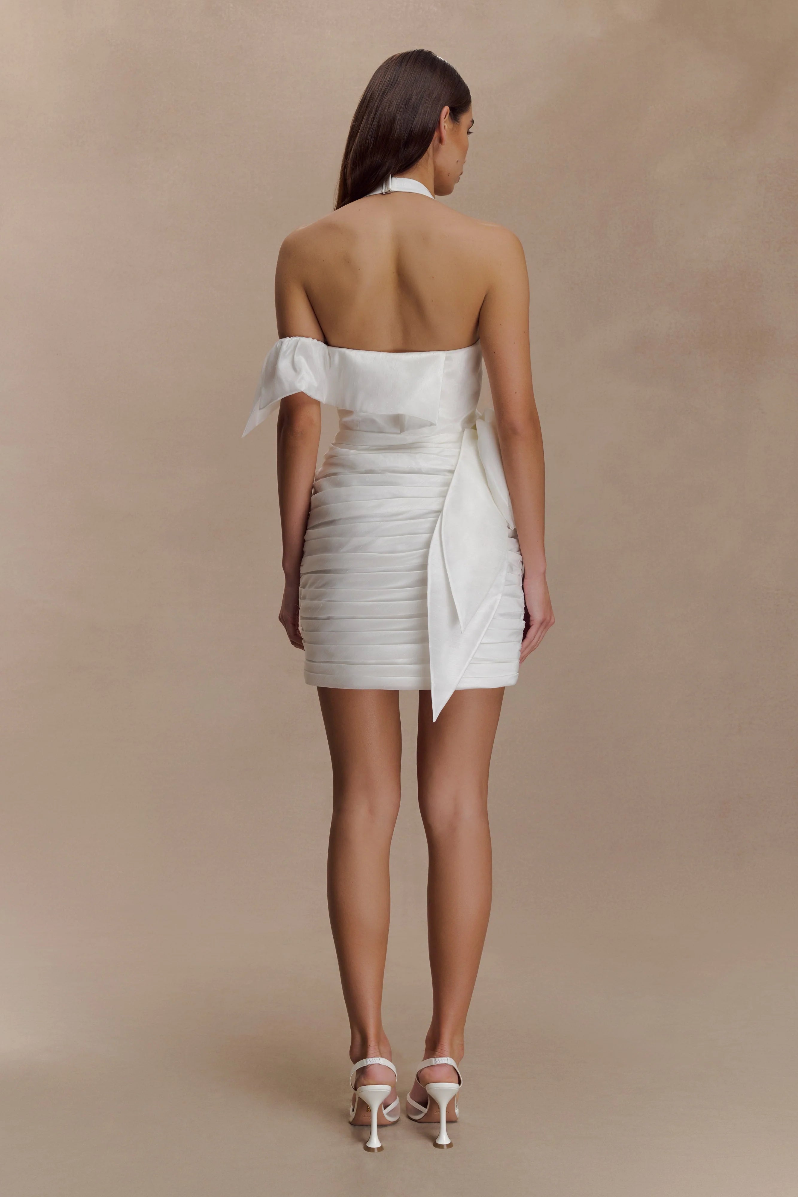 Claudine Taffeta Floral Mini Dress White