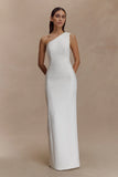 Milena One Shoulder Crepe Maxi Dress White