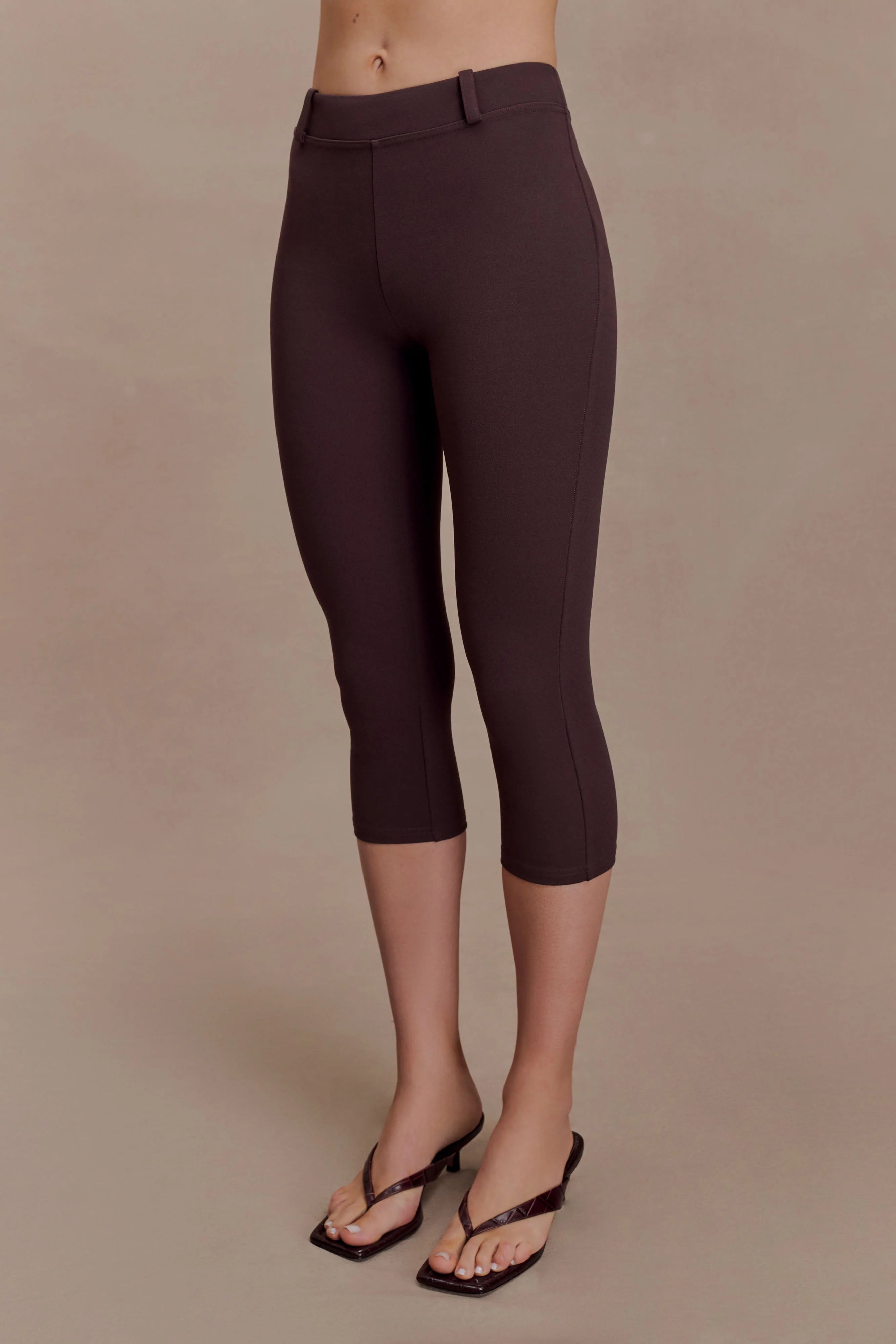 Blanca Stretch Crepe Capri Pants Chocolate