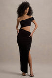 Milos Black One Shoulder Cut Out Maxi Dress With Split