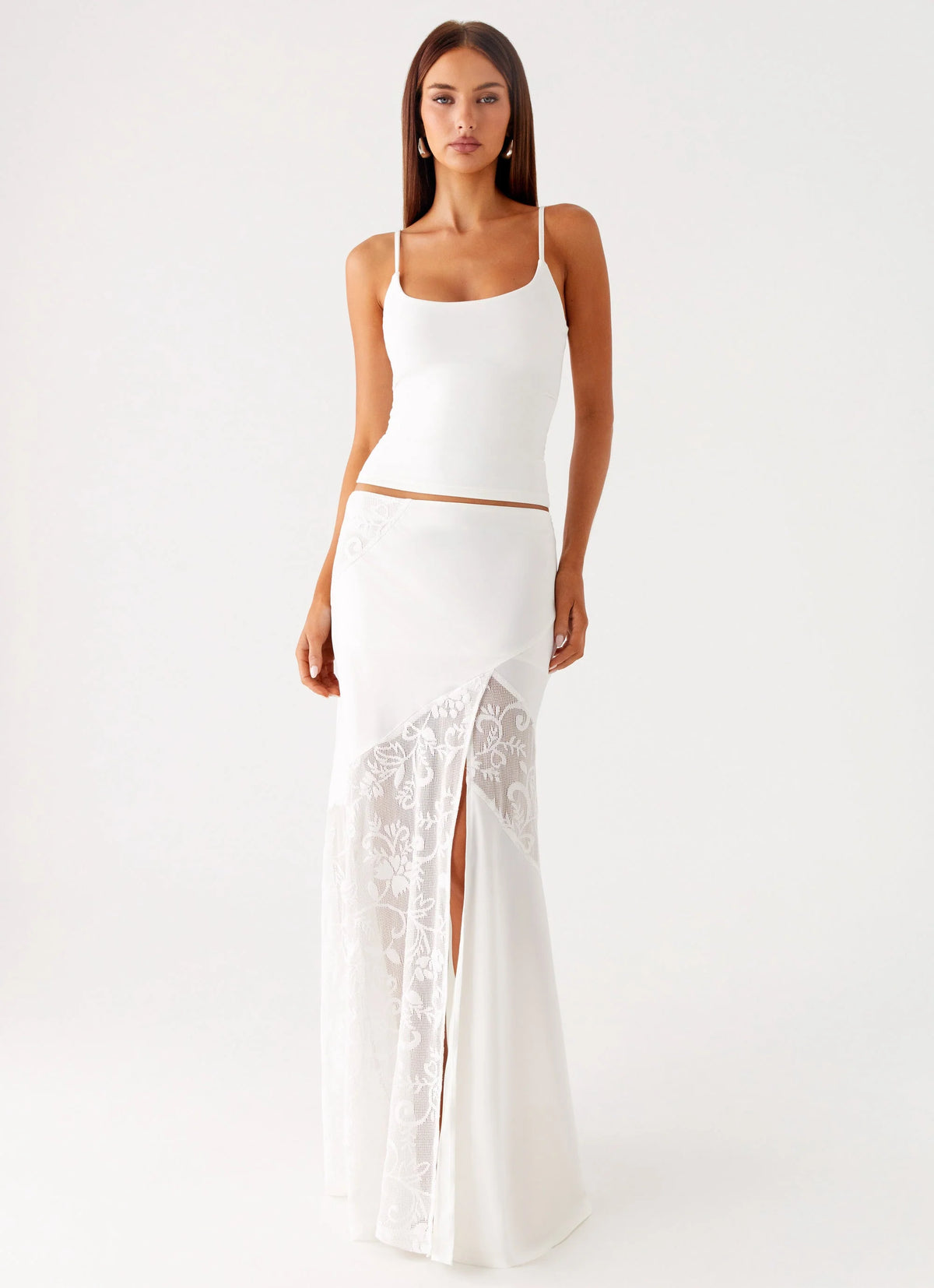 Dasie Lace Maxi Skirt White