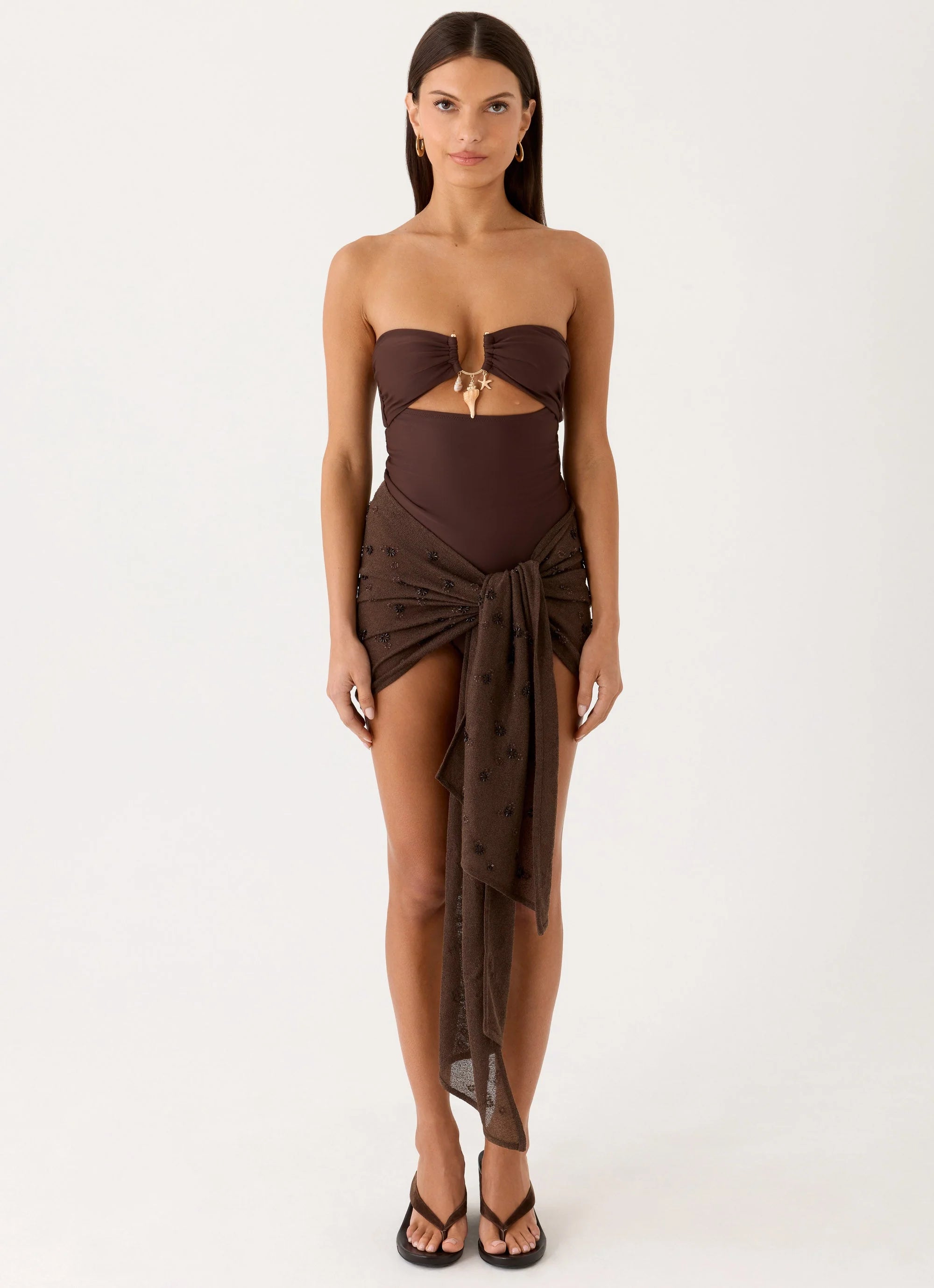 Deia Beaded Sarong Chocolate