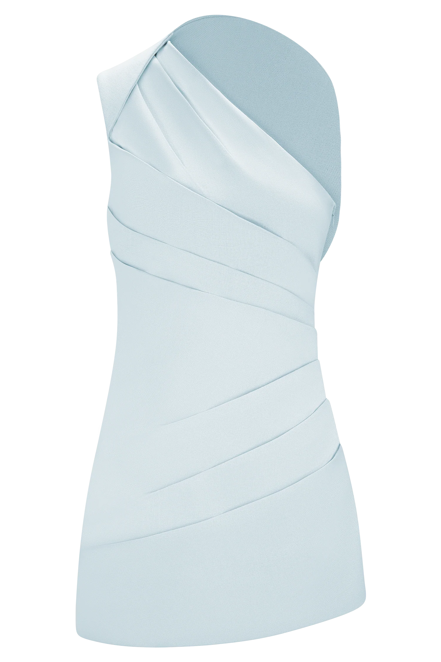 Helena One Shoulder Linen Mini Dress Powder Blue