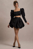Tosca Black Satin Bubble Mini Skirt