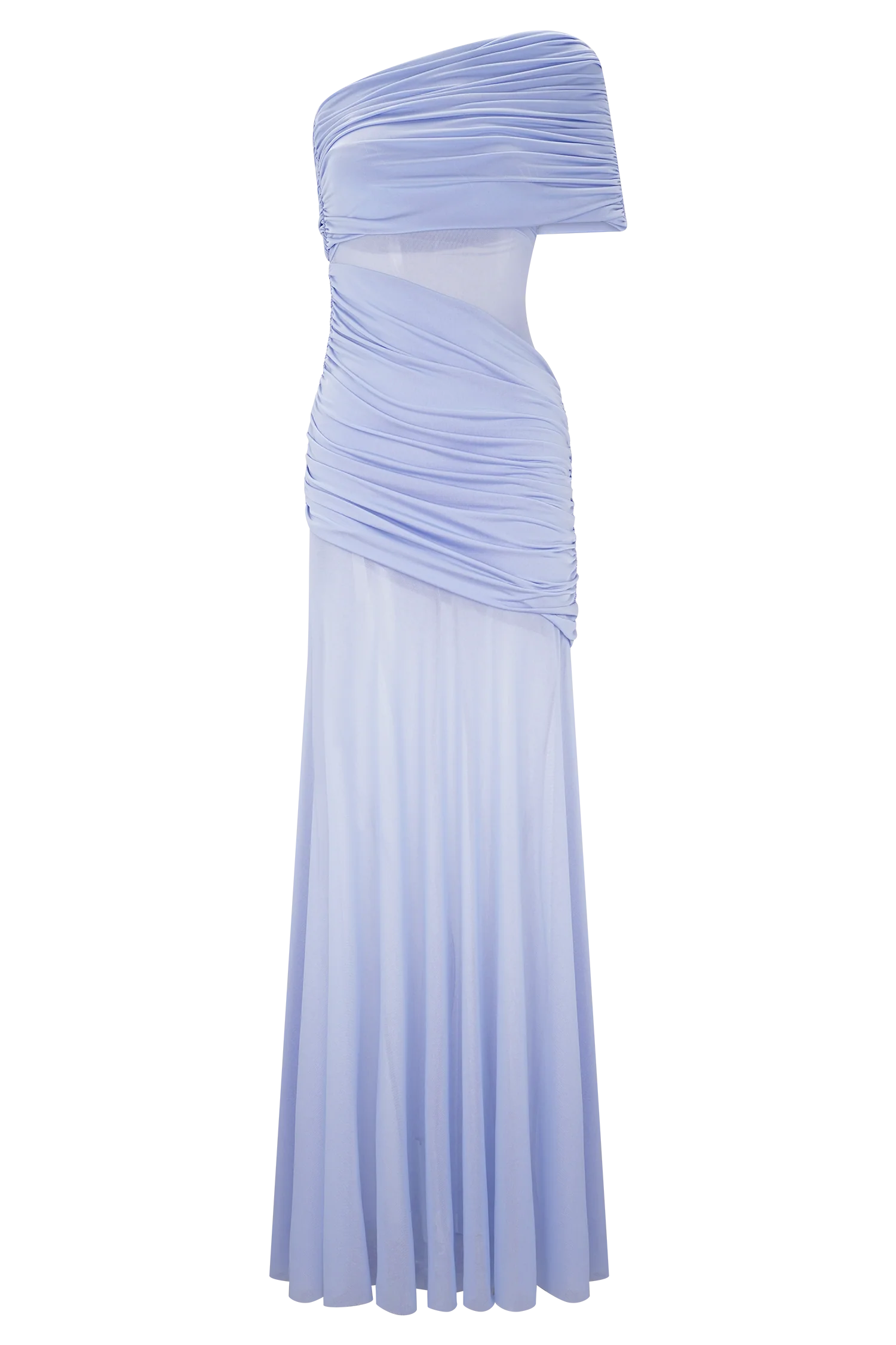 Dallas One Shoulder Mesh Maxi Dress Lavender
