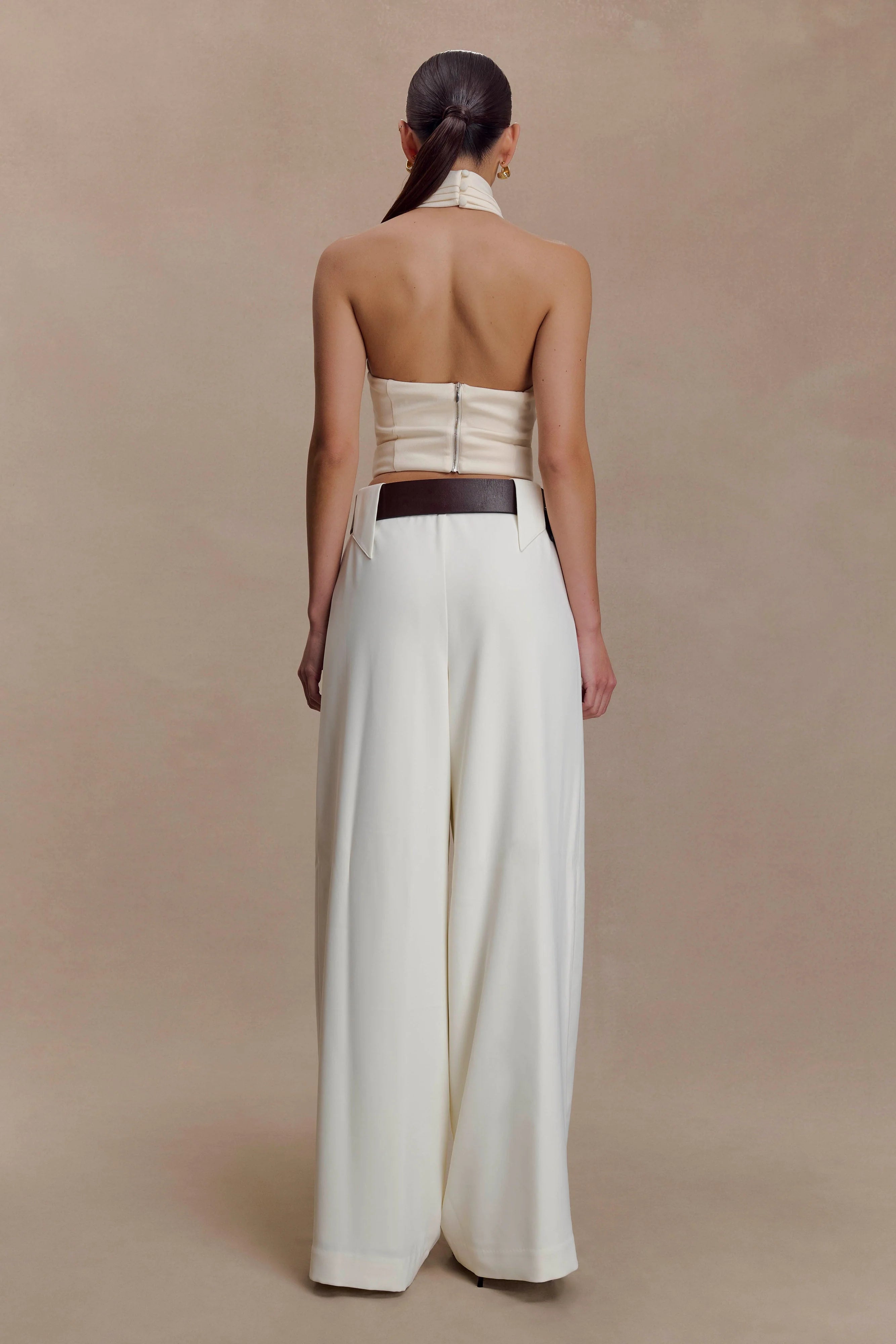 Arlo Wide Leg Suiting Trouser Ivory