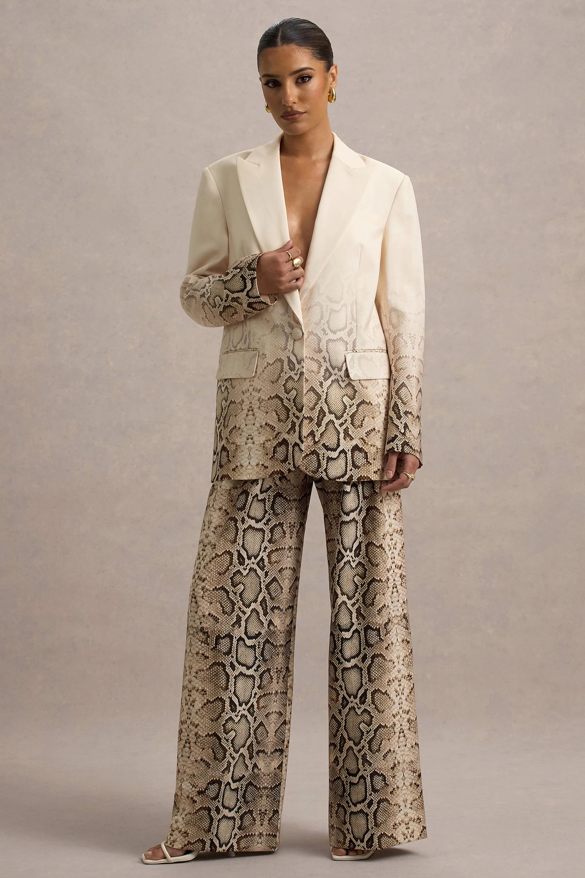 Shaniya Snake Print Wide Leg Trousers